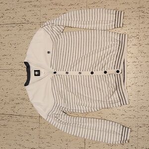 G-Star Raw Button Down Striped V-Neck Knit Cardigan Sweater